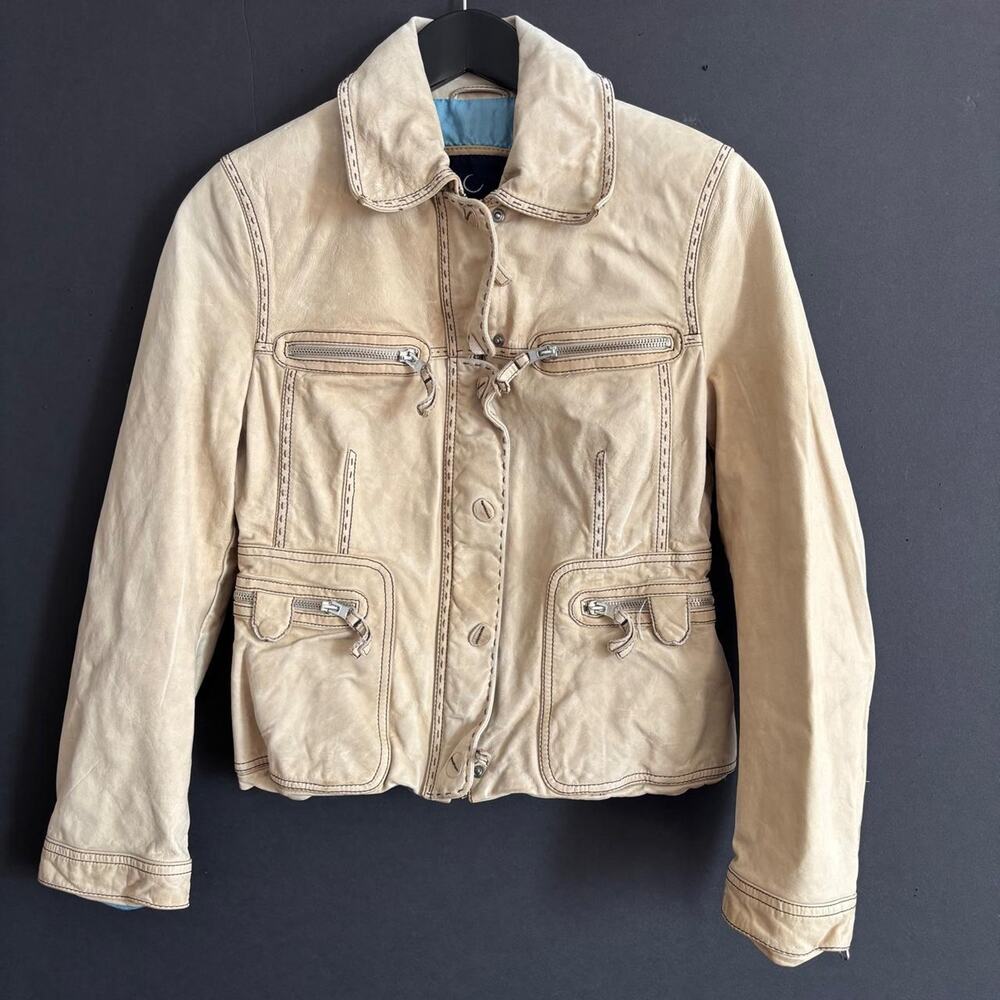 VTG Moriano Studio Firenze Y2K light tan 100% Leather Jacket Fall - US 2/4